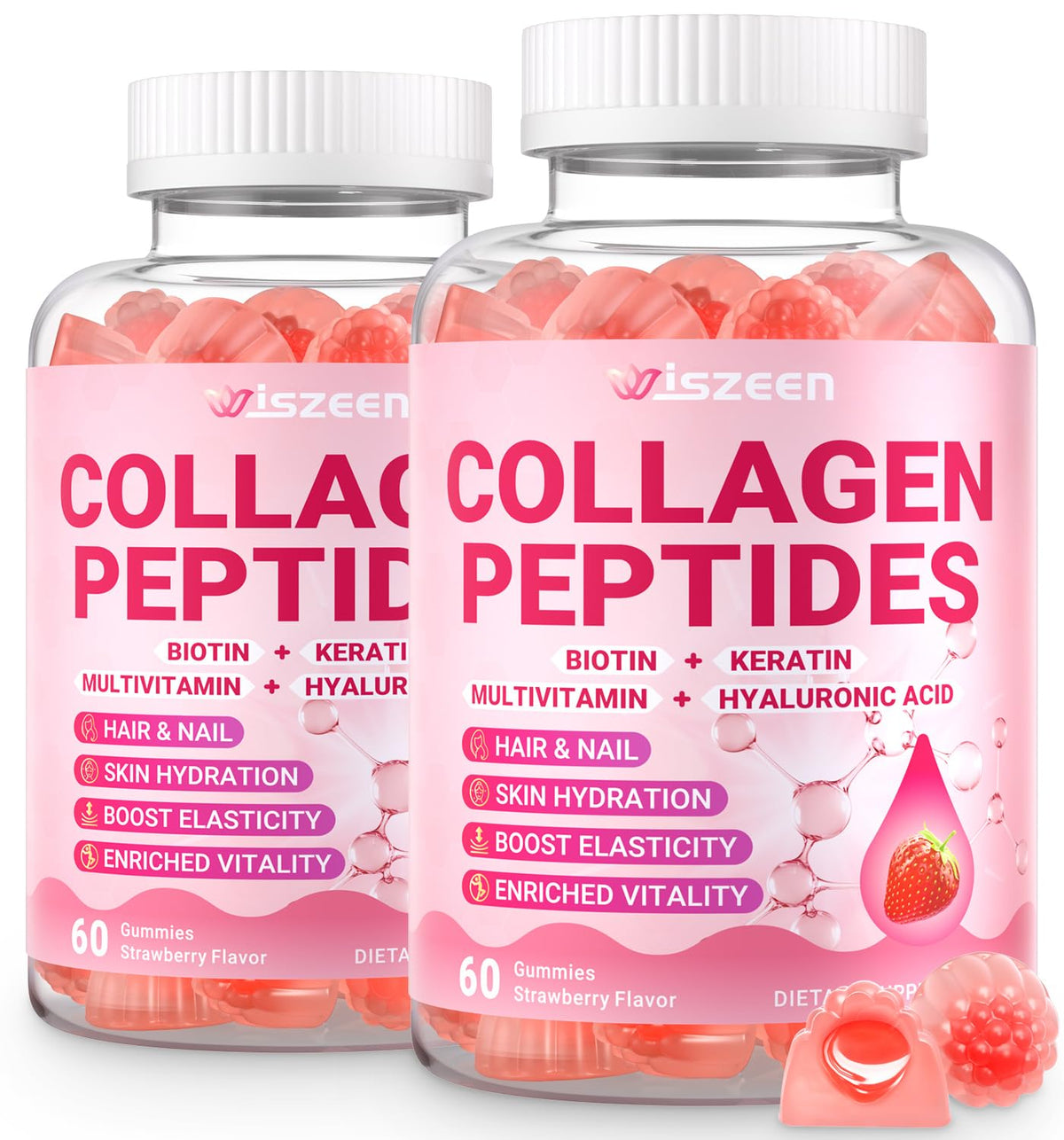 Gummies au collagène Wiszeen pour femmes, boîte de 490g