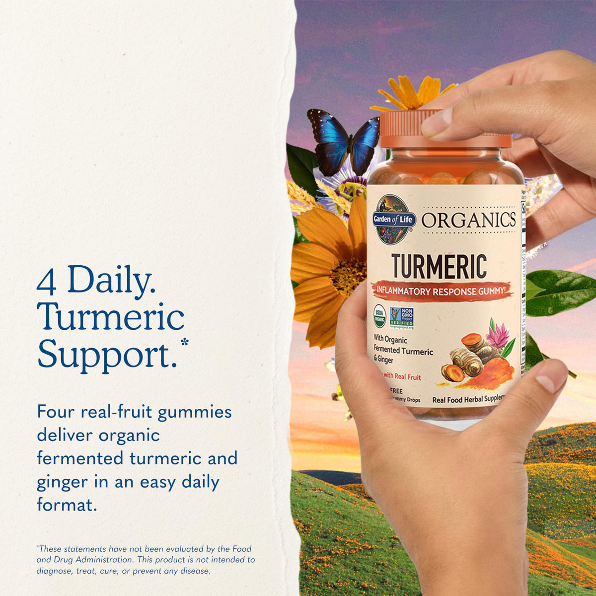 Gummies au curcuma Garden of Life sur une assiette