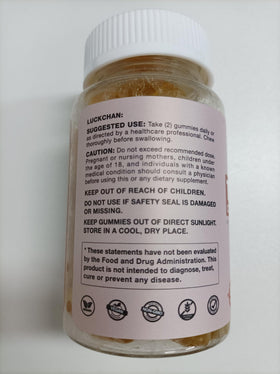 Gummies au curcuma LUCKCHAN affichant les ingrédients sur l'emballage