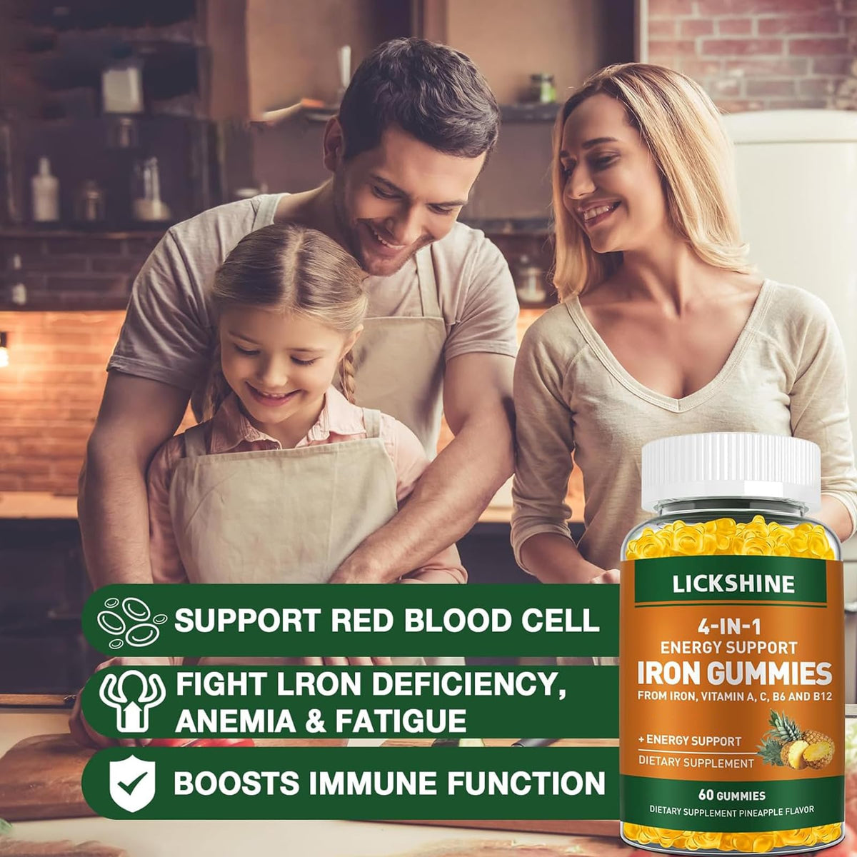 Gummies au fer lickshine sur une table