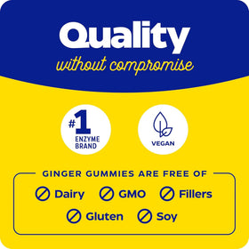 Gummies au gingembre Enzymedica avec un fond citron-gingembre