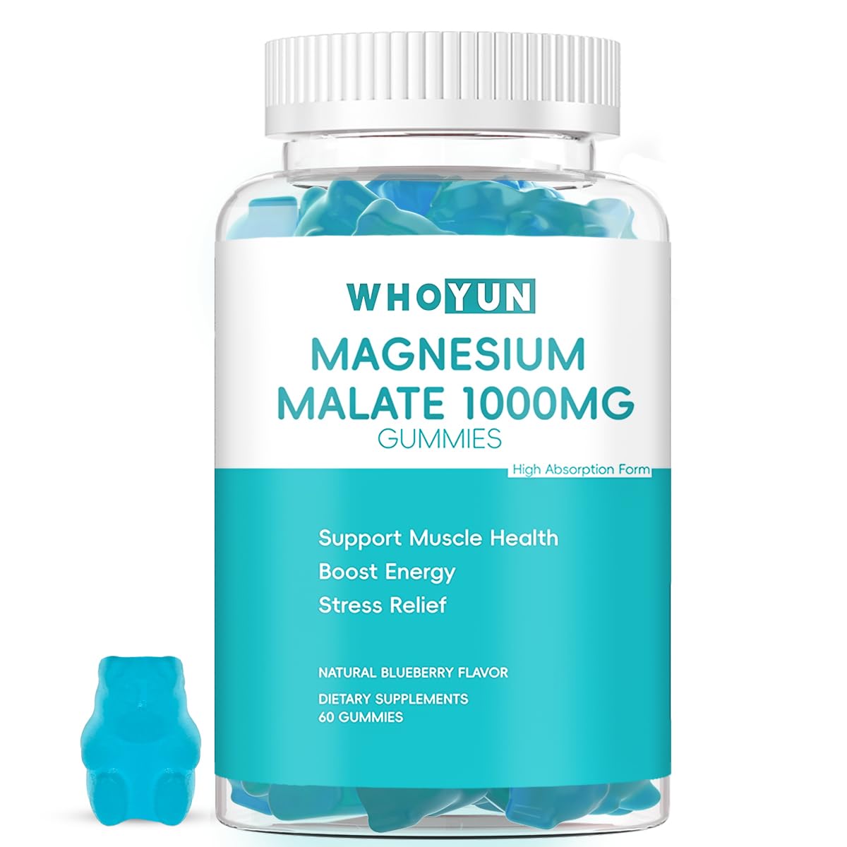 Gummies au magnésium malate Whoyun 1000mg, vue de face