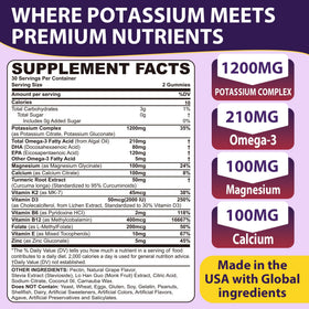 Gummies au potassium Nextdia 1200mg sur une table