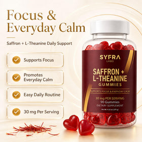 Gummies au Safran et L-Théanine Syfra Labs avec une portion dans la main