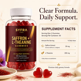Gummies au Safran et L-Théanine Syfra Labs montrant les détails du produit