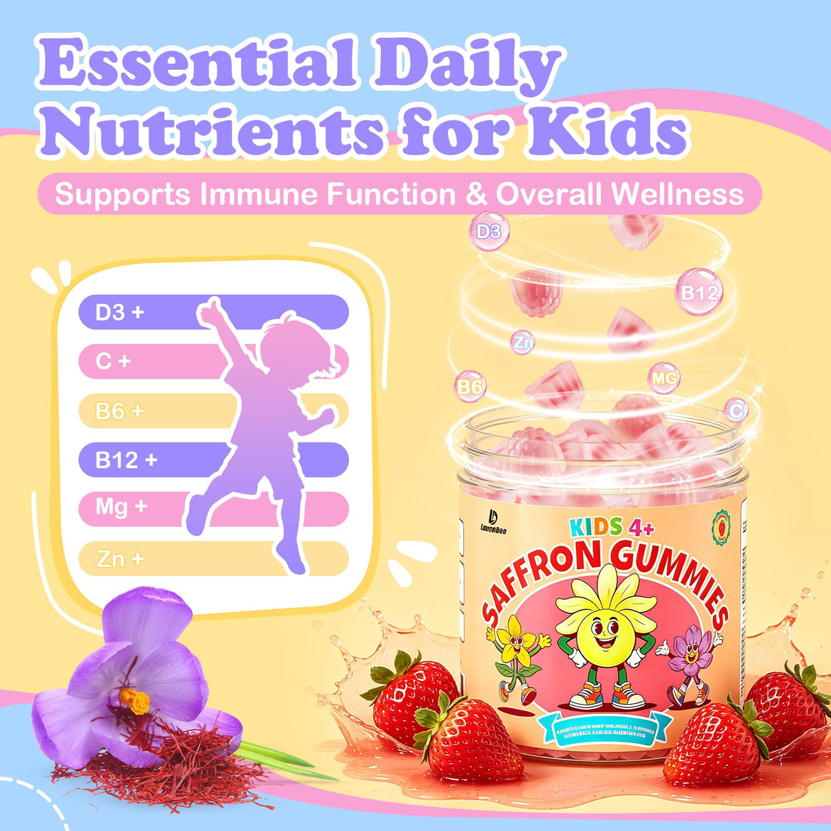 Gummies au safran LanranBee sur un fond coloré