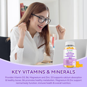 Gummies au safran MOORGUMY montrant la portion recommandée de 2 gummies