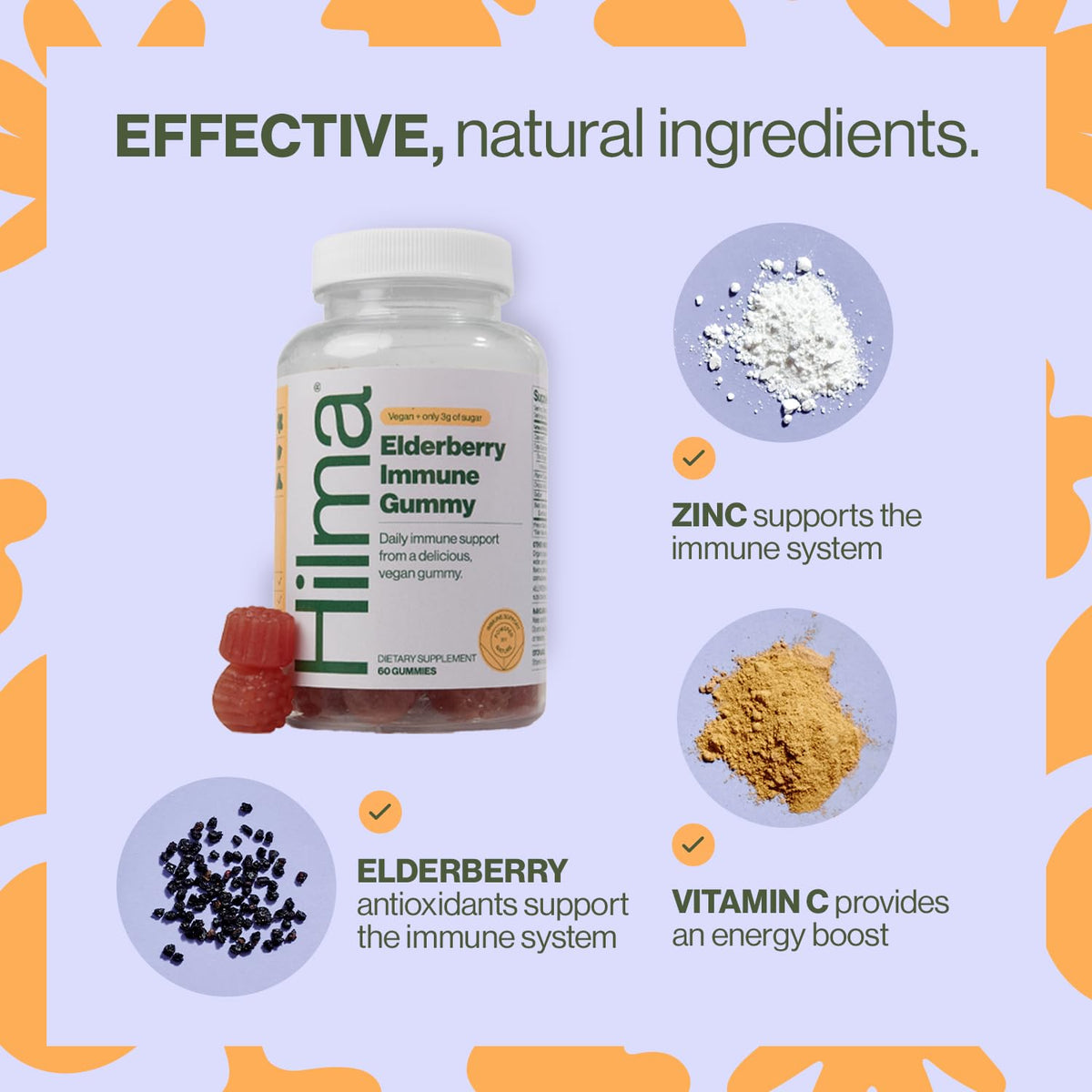 Gummies au sureau Hilma avec étiquette visible