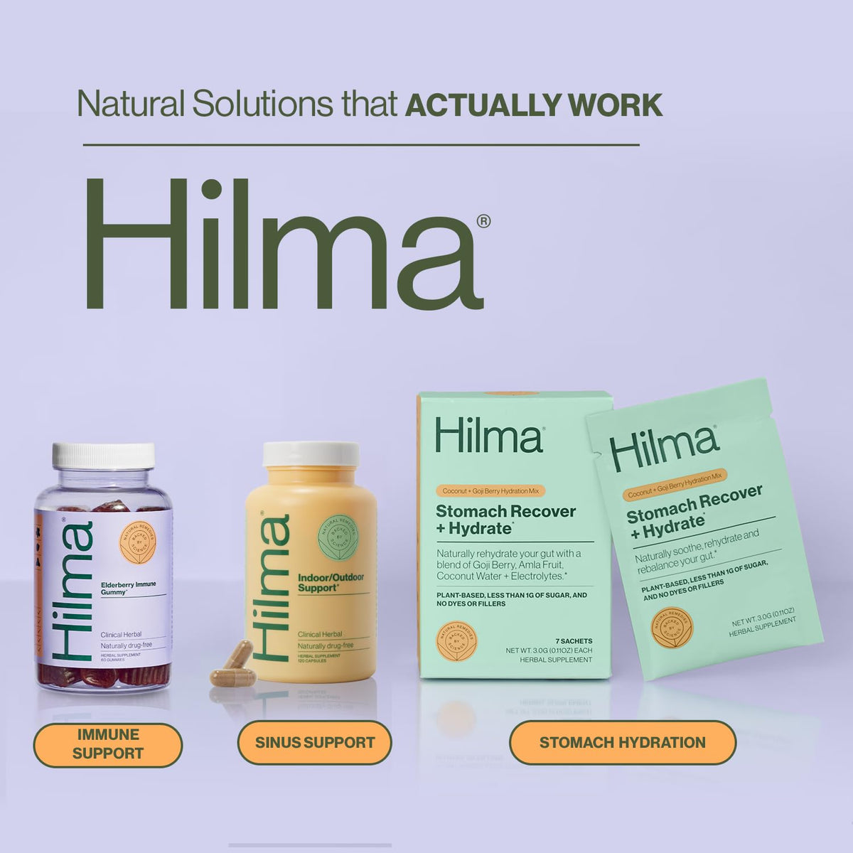 Gummies au sureau Hilma sur une table en bois