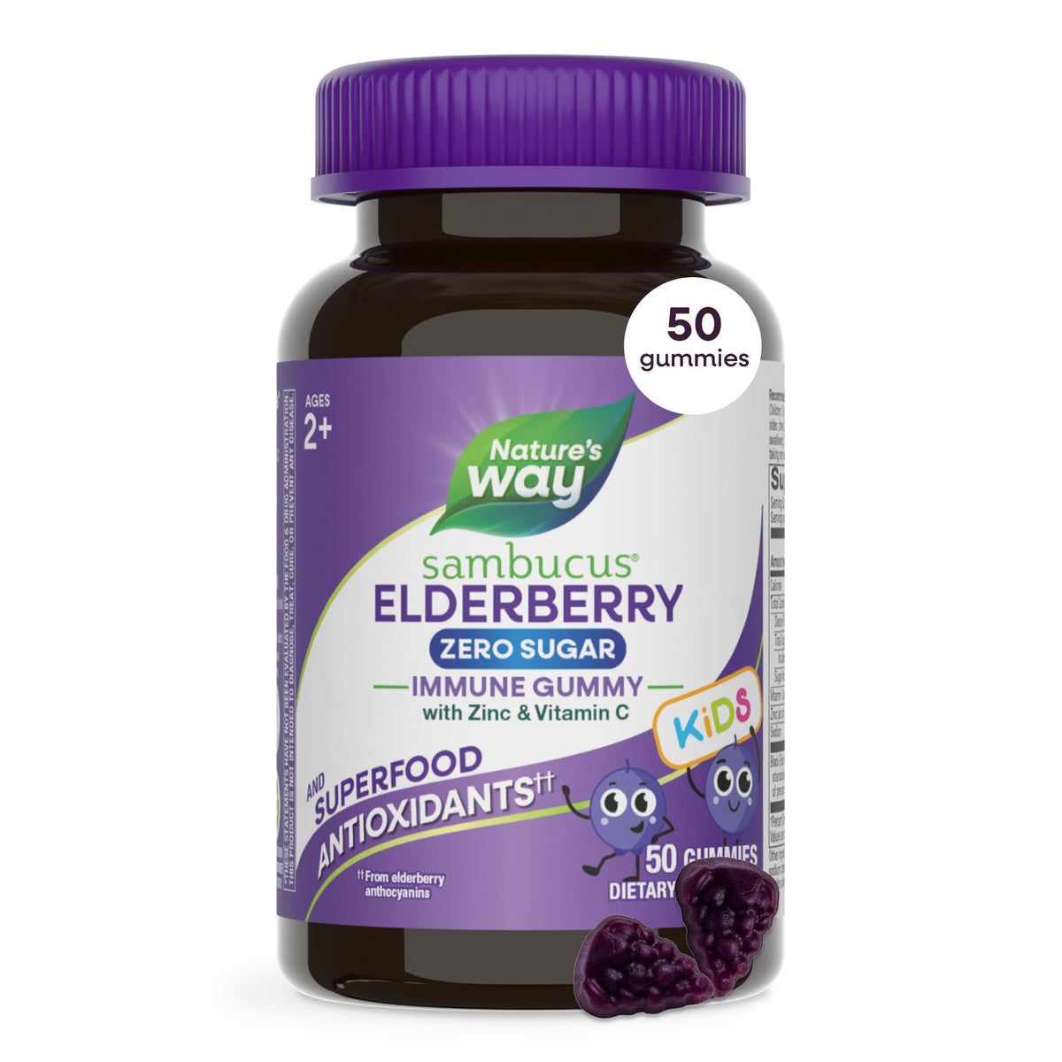 Gummies au sureau Nature's Way pour enfants, 50 unités, emballage avant