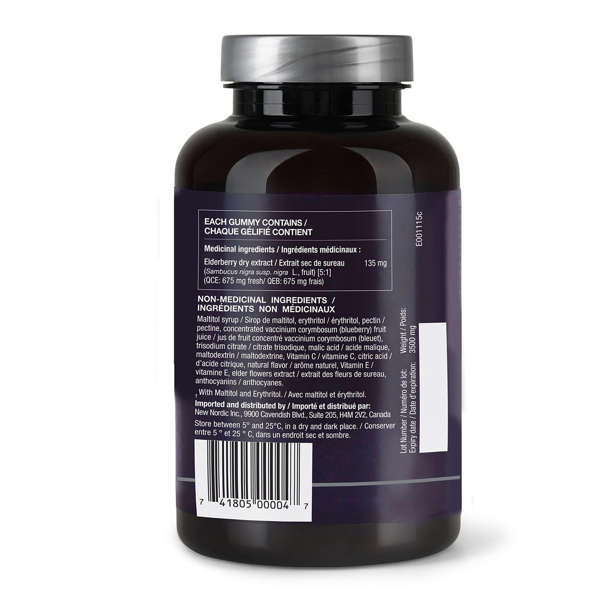 Gummies au sureau NEW NORDIC avec étiquette et dosage