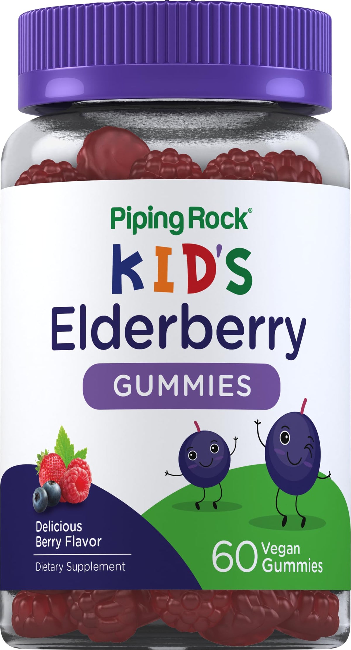 Gummies au Sureau Piping Rock 60 comprimés vue de face avec emballage