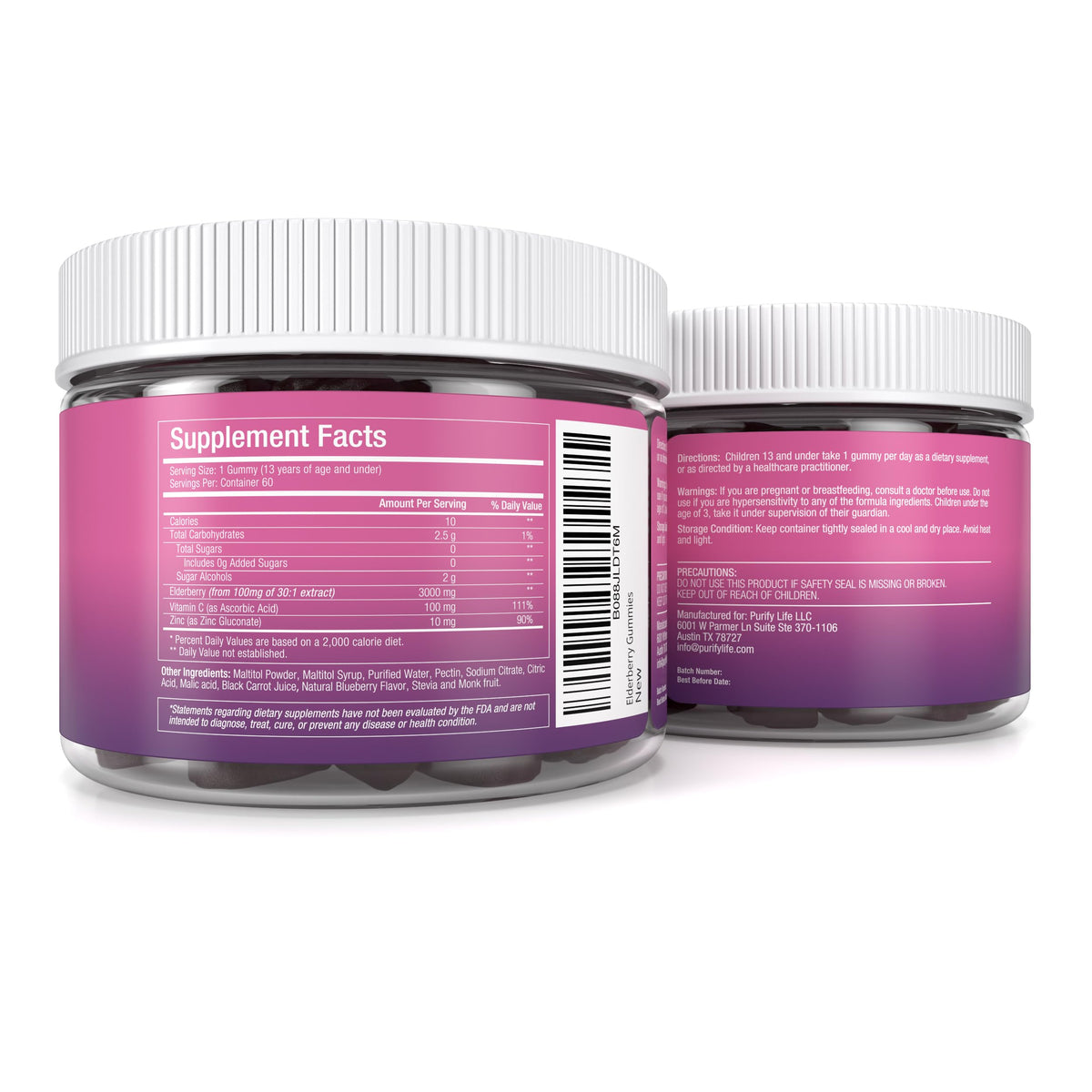 Gummies au sureau Purify Life dans une main d'enfant