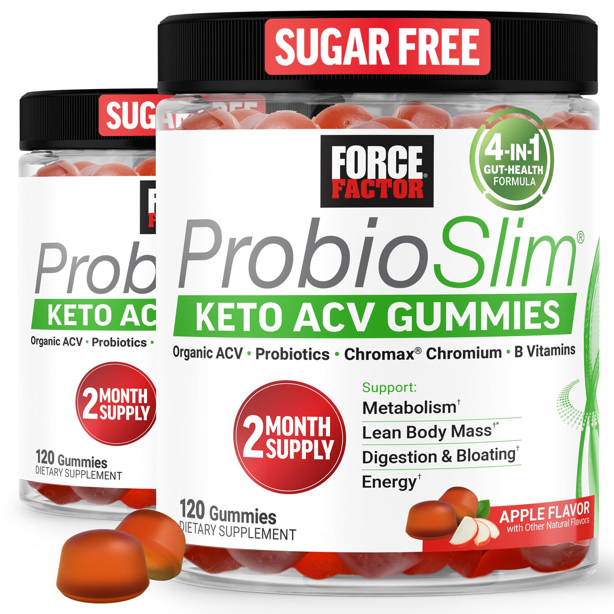 Gummies au vinaigre de cidre de pomme ProbioSlim de Force Factor, vue de face