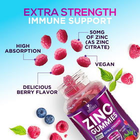 Gummies au zinc Nature's Nutrition sur une table
