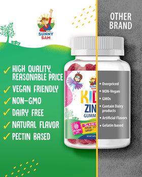 Gummies au zinc SUNNY SAM sur une table