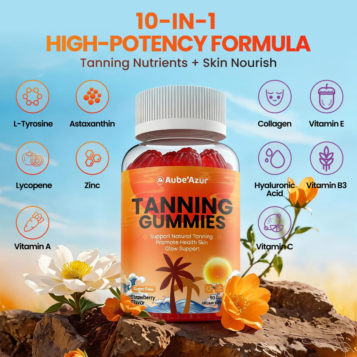 Gummies Aube'Azur avec un fond de baies naturelles