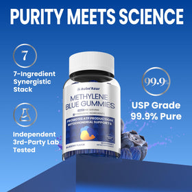 Gummies Aube'Azur Methylene Bleu avec étiquette détaillée