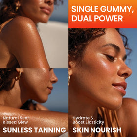 Gummies Aube'Azur sur une table avec des accessoires de beauté