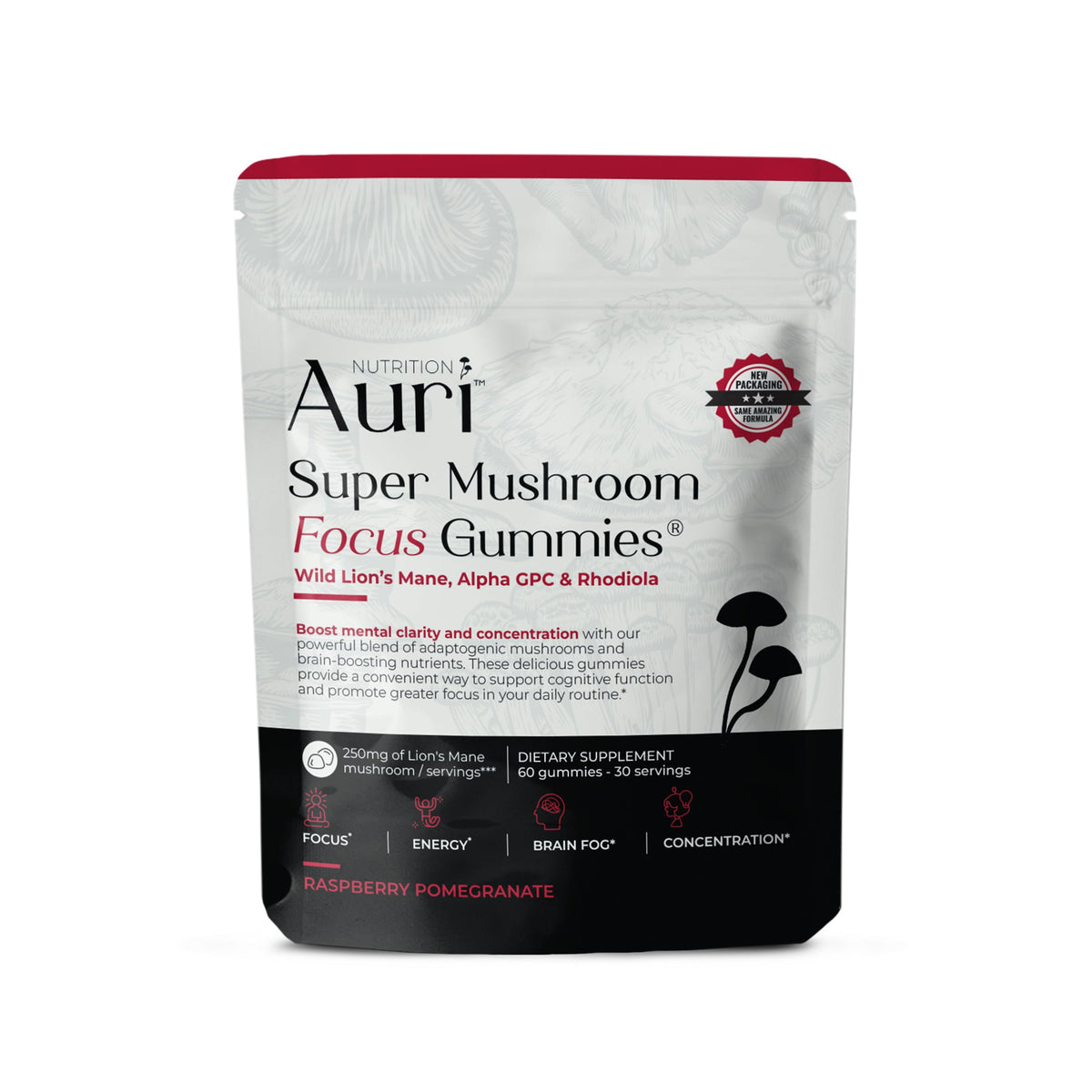 Gummies Auri aux champignons superfood, pot de 60 unités