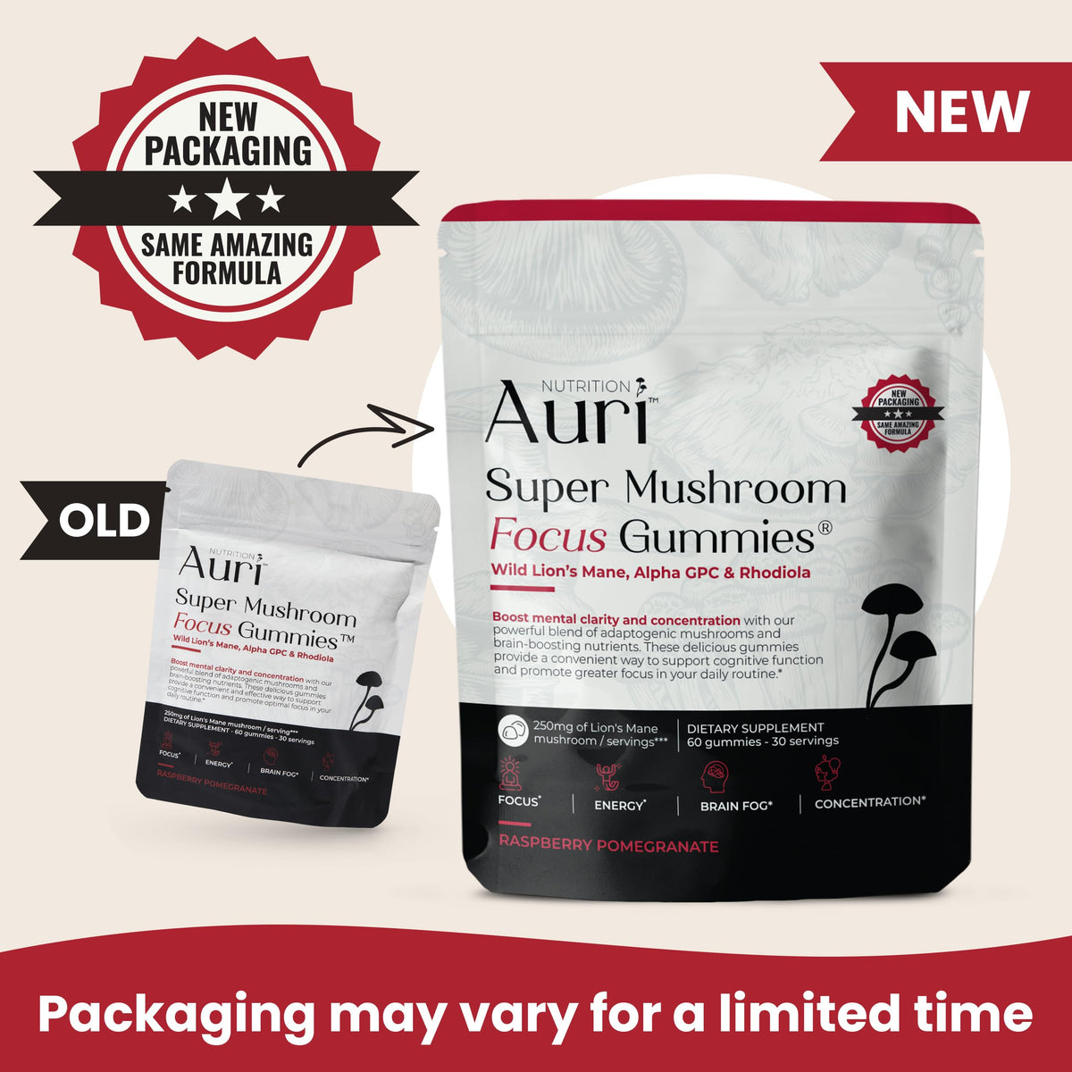 Gummies Auri aux champignons superfood, vue de près des gummies
