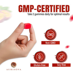 Gummies Aurisova sur fond blanc, mise en scène