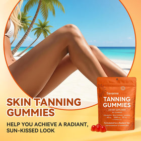 Gummies autobronzantes VITAL POWER, présentation sur une table ensoleillée