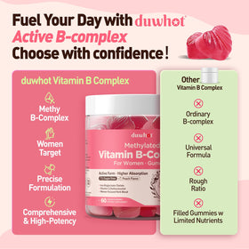 Gummies B Complex duwhot, mise en scène avec des fruits