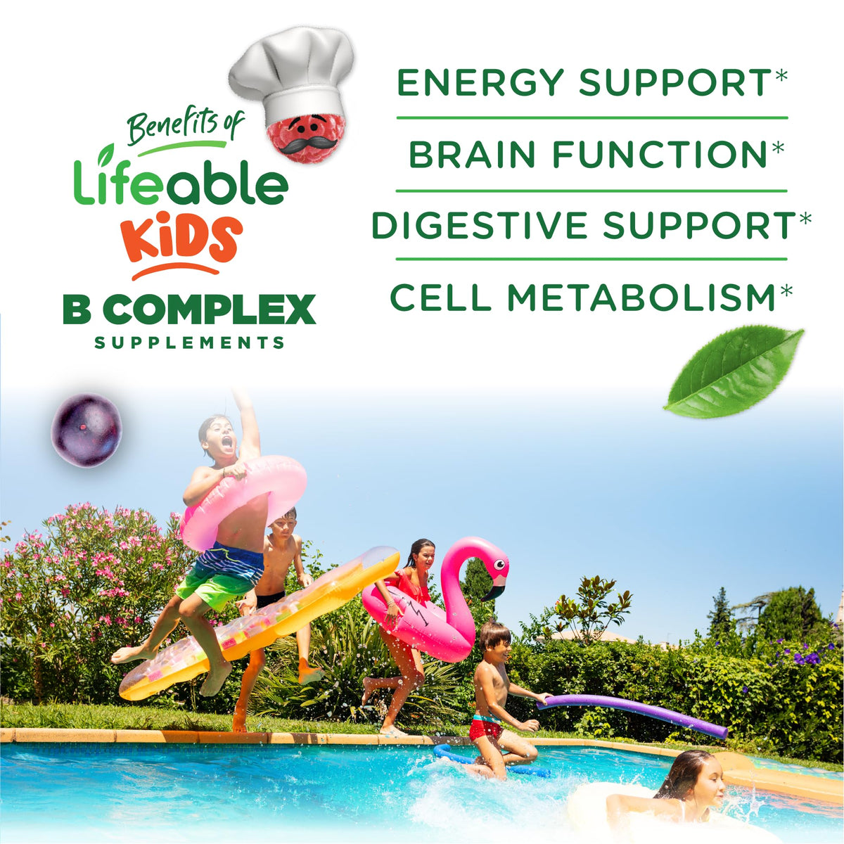 Gummies B-Complex Lifeable pour enfants, emballage et étiquette
