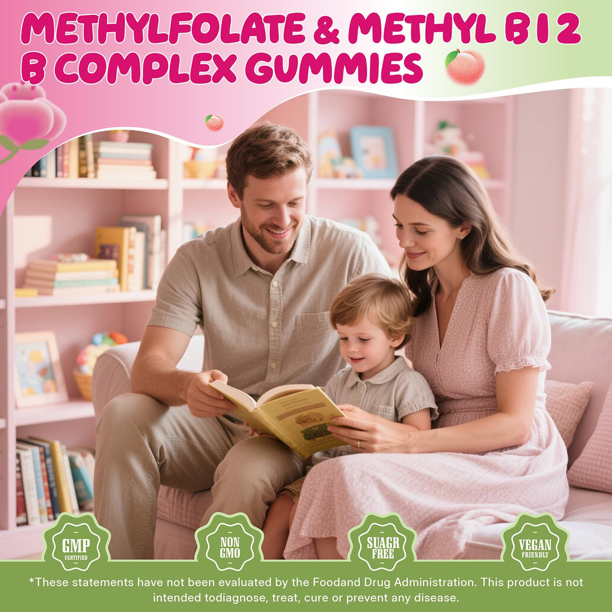 Gummies B Complex Methylé Geeoasis présentées sur une table avec des accessoires