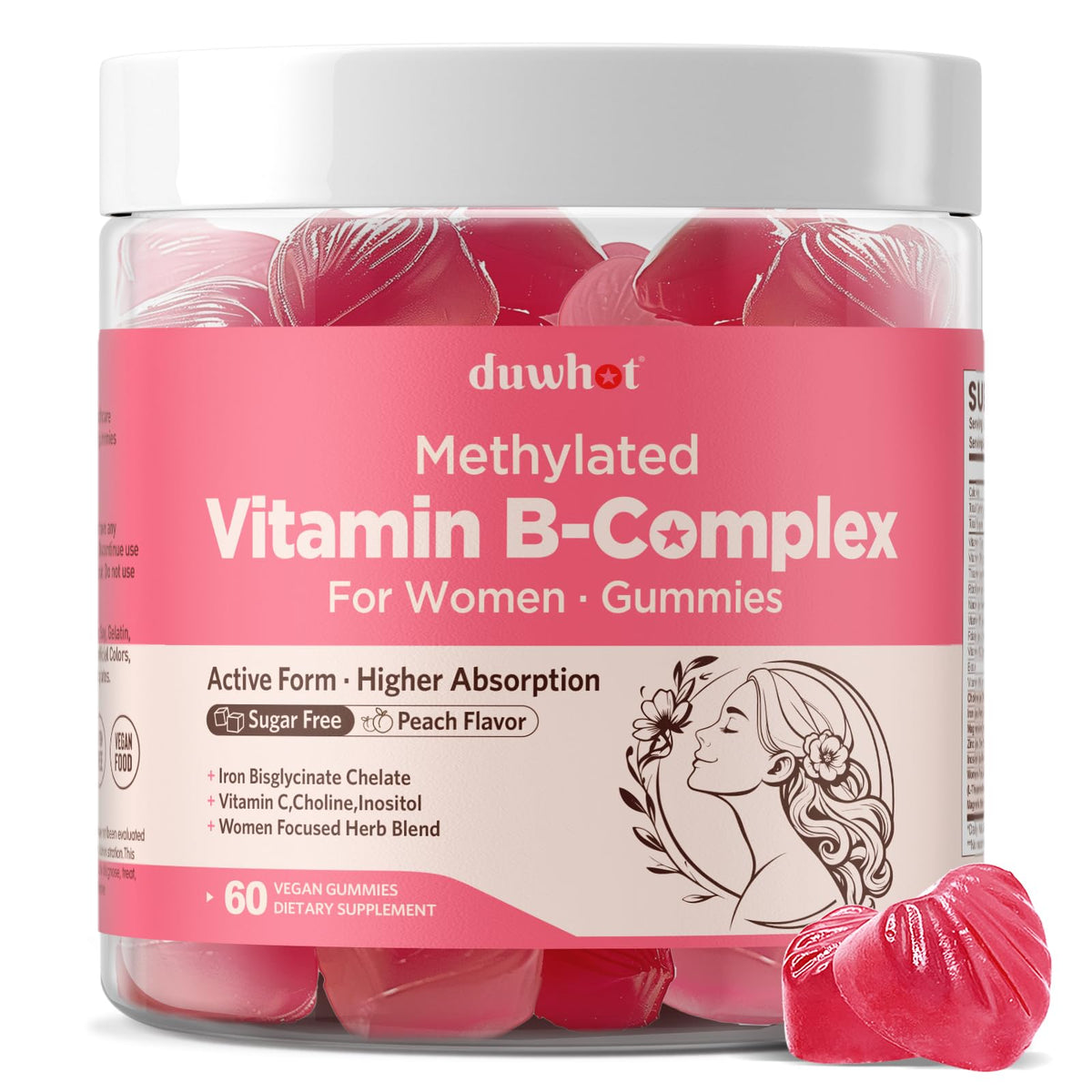 Gummies B Complex Méthylés duwhot en pot, vue de face