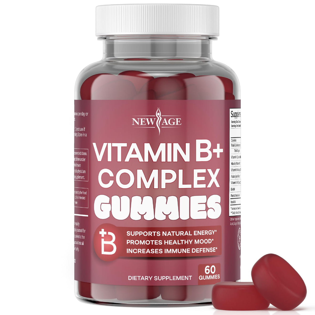 Gummies B Complex NEW AGE 60 unités avec saveur naturelle de baies