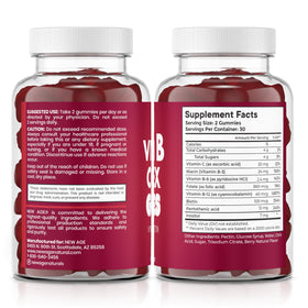 Gummies B Complex NEW AGE avec arrière-plan de baies
