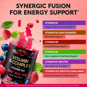 Gummies B-Complex NUTRAHARMONY 440g à côté d'une cuillère