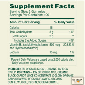 Gummies B12 500 mcg à la framboise ME GUSTA SHOP, emballage