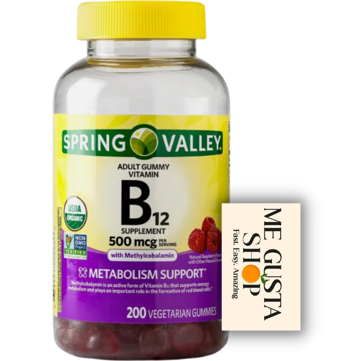 Gummies B12 500 mcg à la framboise ME GUSTA SHOP, vue de face
