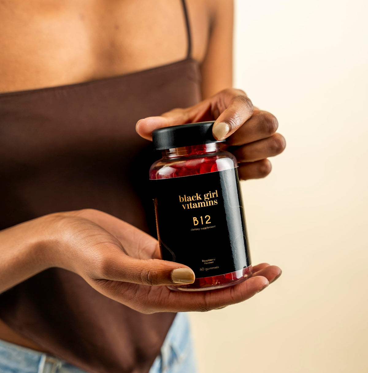 Gummies B12 Black Girl Vitamins avec étiquette nutritionnelle