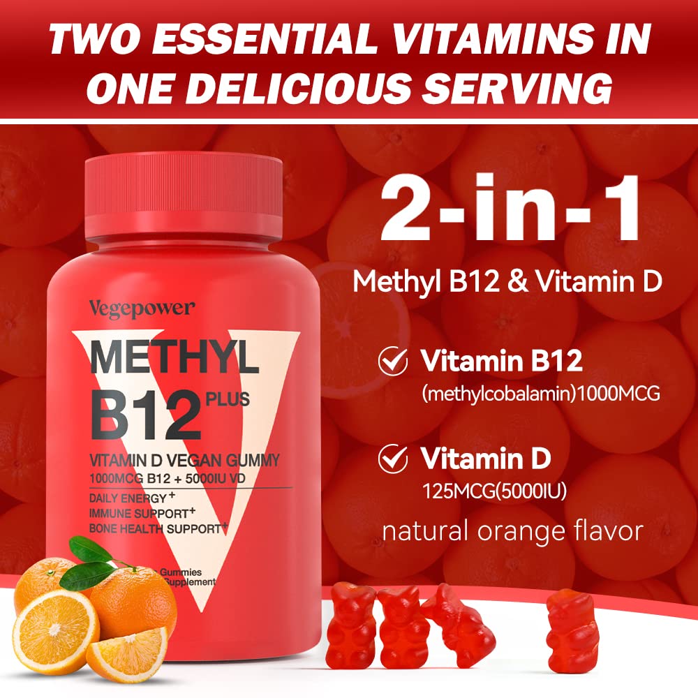 Gummies B12 et D3 VEGEPOWER, affichage des ingrédients sur l'emballage
