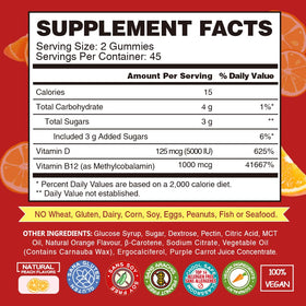 Gummies B12 et D3 VEGEPOWER, présentation des oursons sur une table