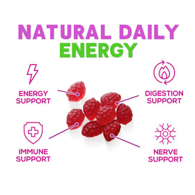 Gummies B12 Nature's Nutrition 3000 mcg en gros plan sur une assiette