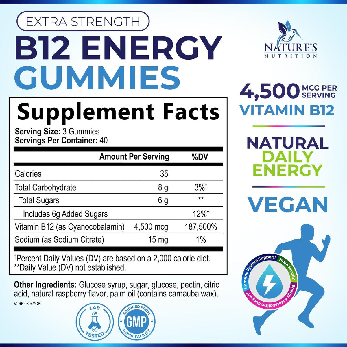 Gummies B12 Nature's Nutrition 4500 mcg close-up of gummies