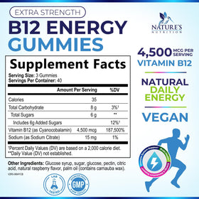 Gummies B12 Nature's Nutrition 4500 mcg close-up of gummies