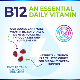 Gummies B12 Nature's Nutrition 4500 mcg with fresh berries background
