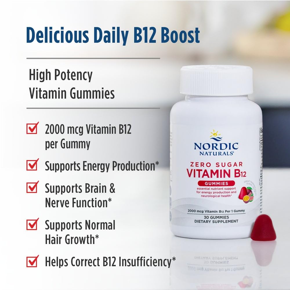 Gummies B12 Nordic Naturals 2000mcg vue de côté