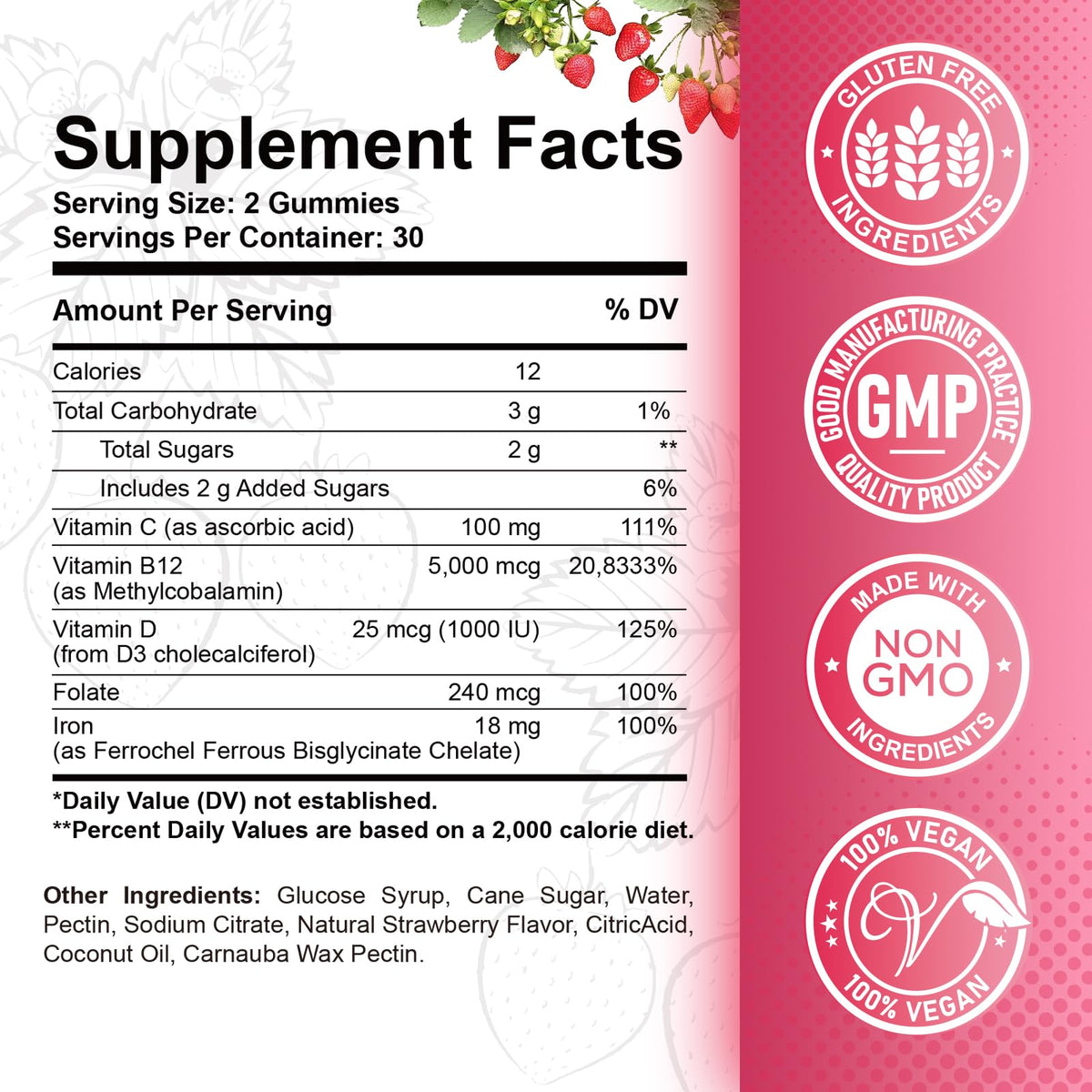 Gummies B12 ReviNutra 5000 mcg paquet arrière