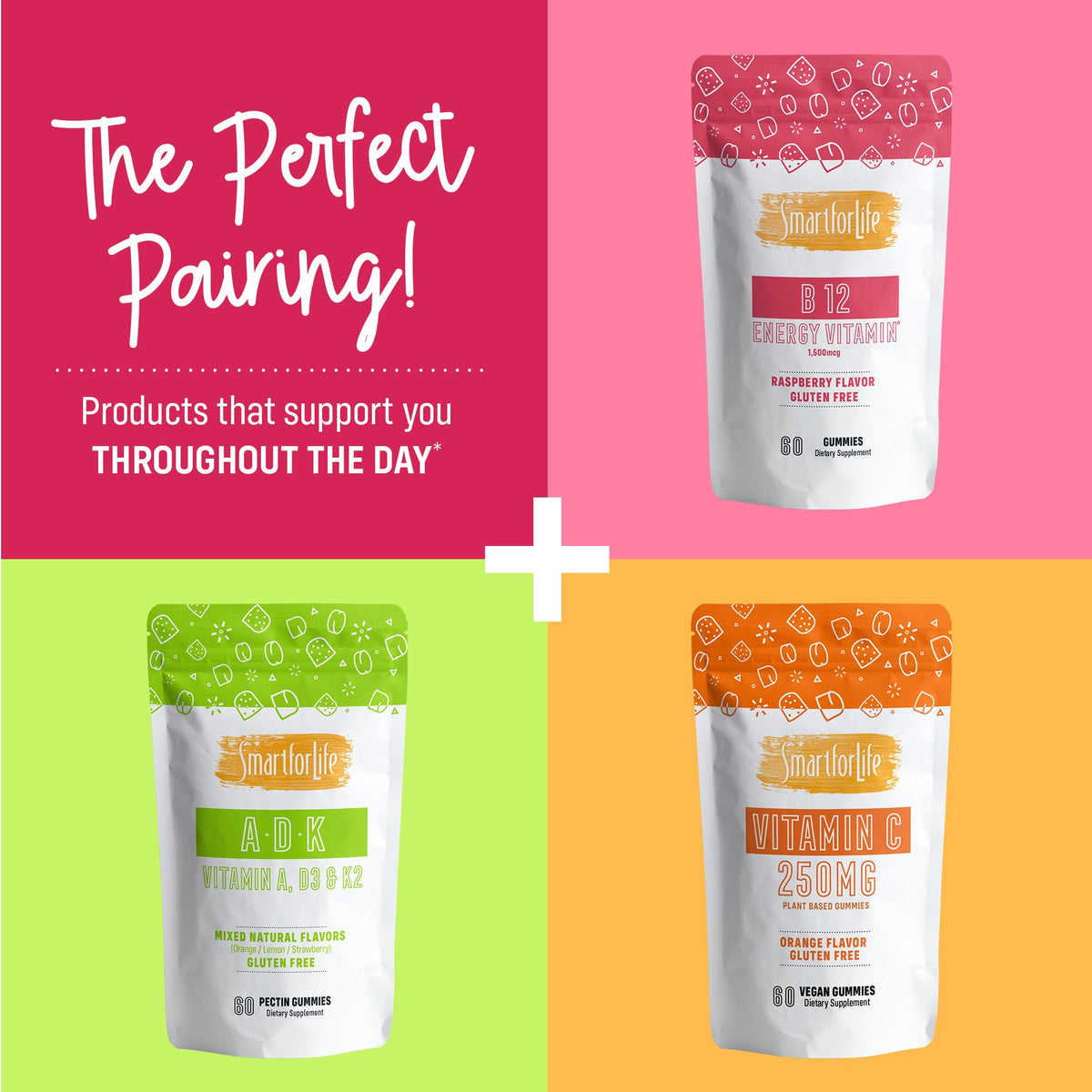 Gummies B12 Smart for Life framboise avec d'autres produits