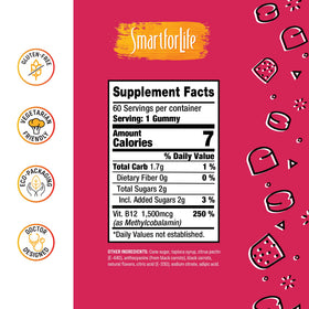 Gummies B12 Smart for Life framboise sur fond blanc