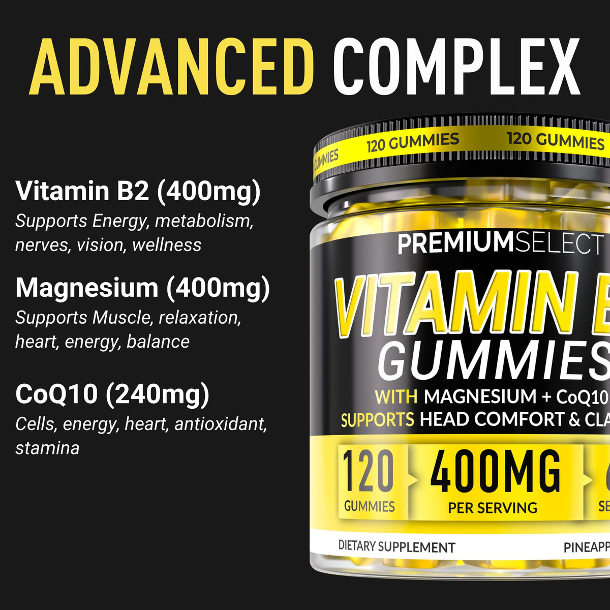 Gummies B2 400mg Premium Select Nutrition avec étiquette