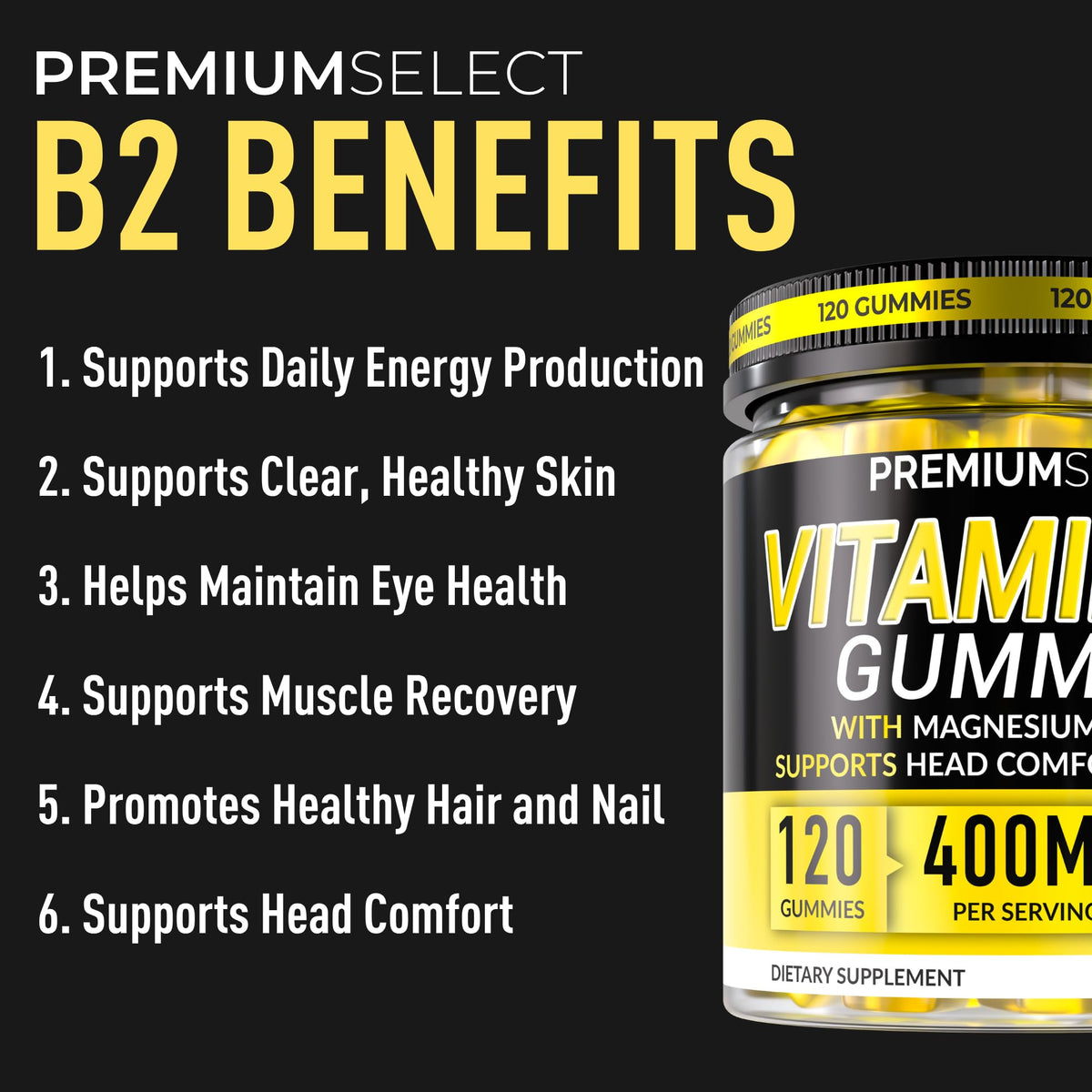 Gummies B2 400mg Premium Select Nutrition sur une table