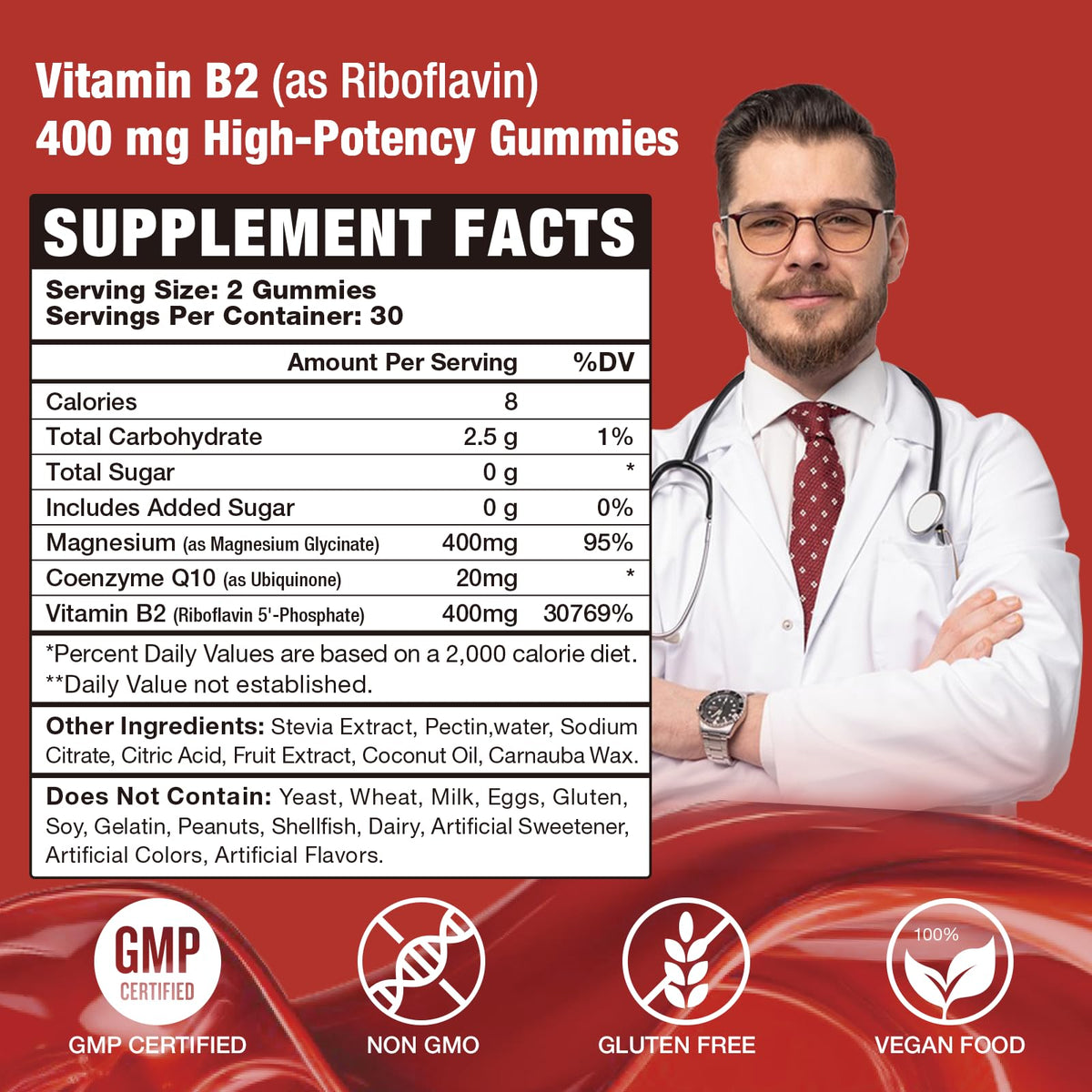 Gummies B2 Riboflavine de VAJYKEWJY, couleur fraise, vue de près